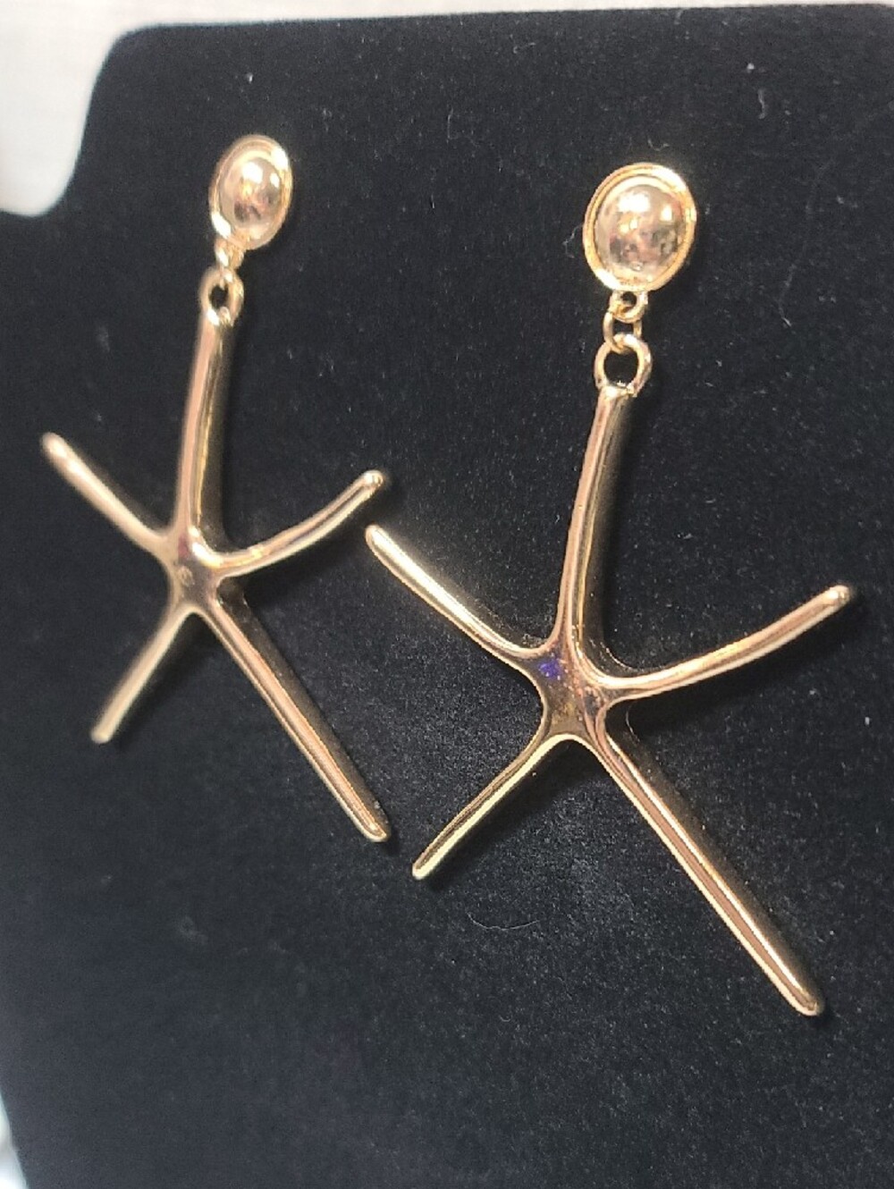 Starfish Drop Stud Gold Tone Earrings - Cruise Vacation Beach STURDY set NWT - Picture 2 of 8